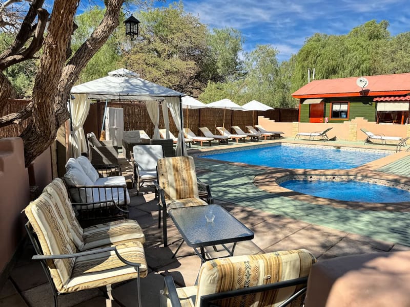 Pool with the cabins in the background