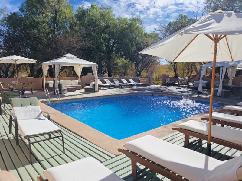 Pool with sun loungers