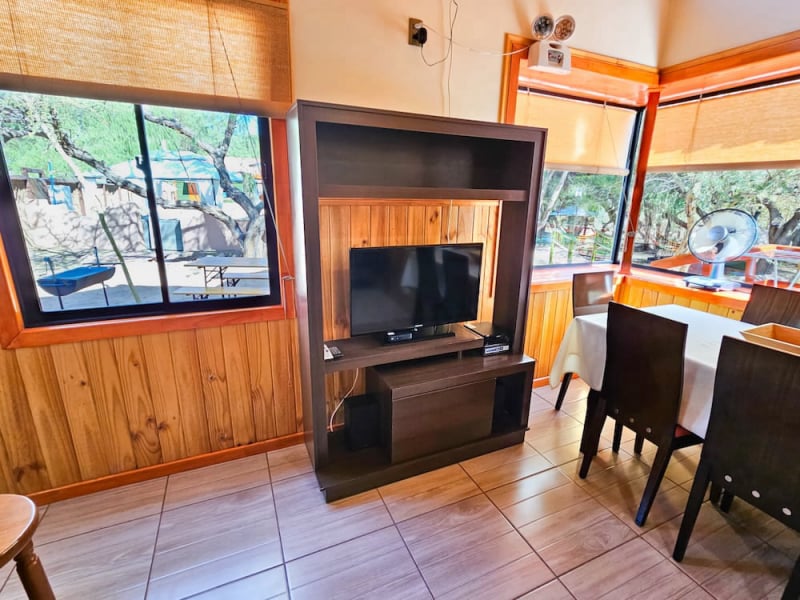 Living and dining area with TV