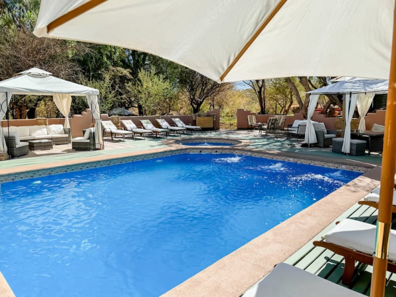 Pool with awnings