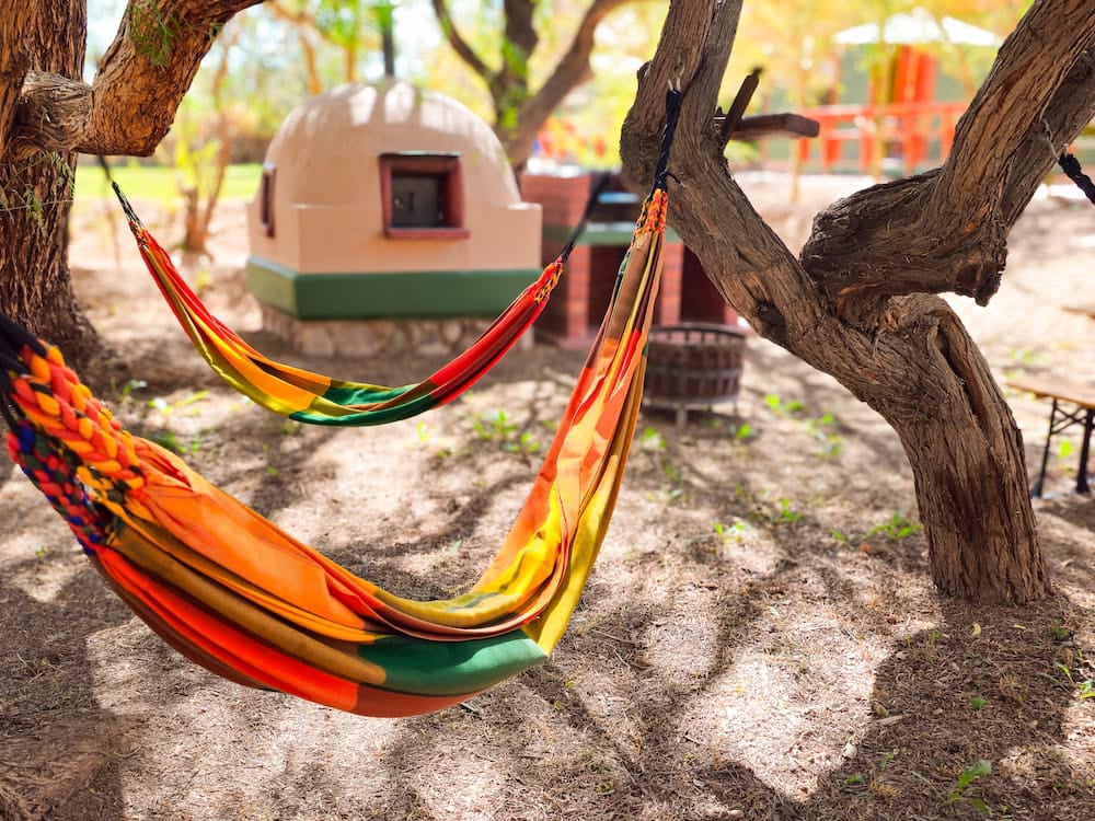 Hammock next to the clay oven