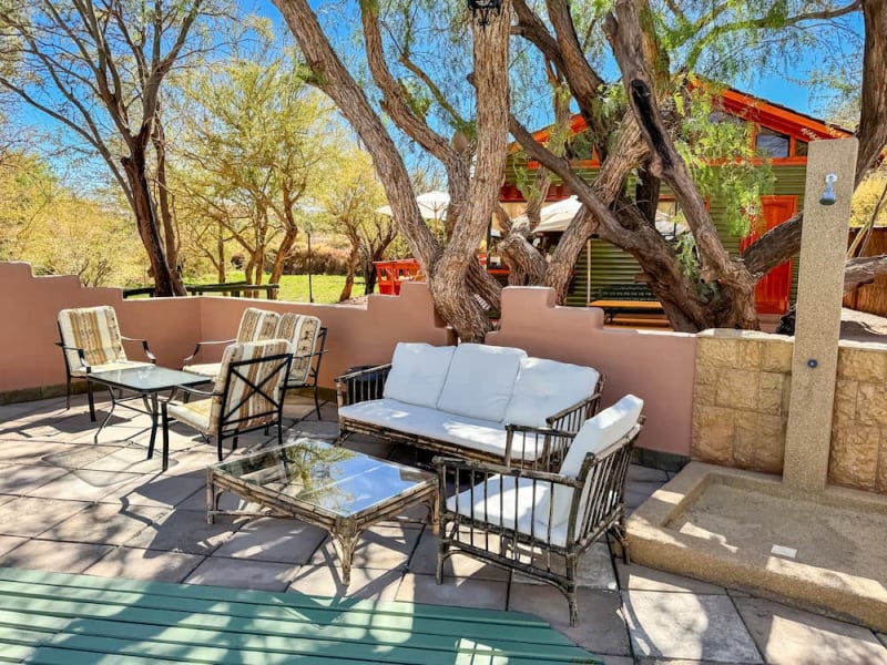 Outdoor lounge area in the garden