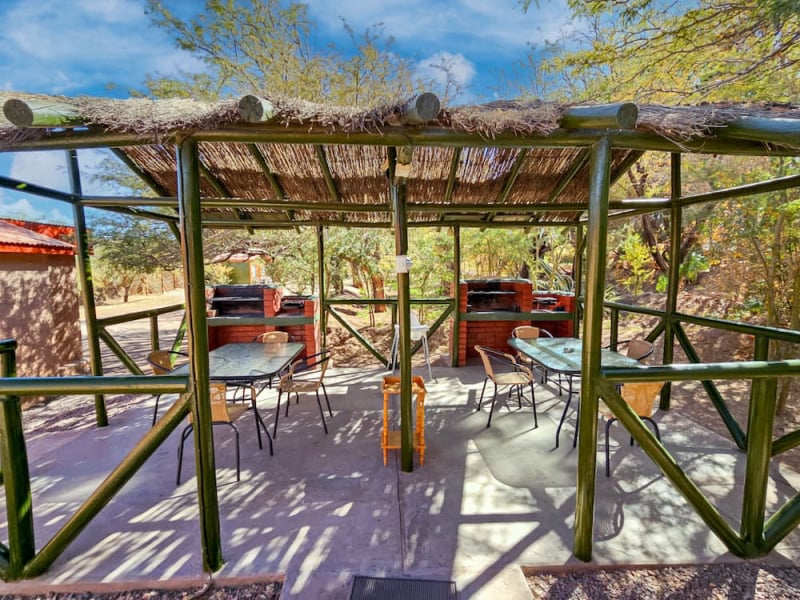 Covered BBQ area with grills