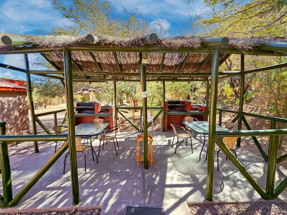 Covered BBQ area with grills