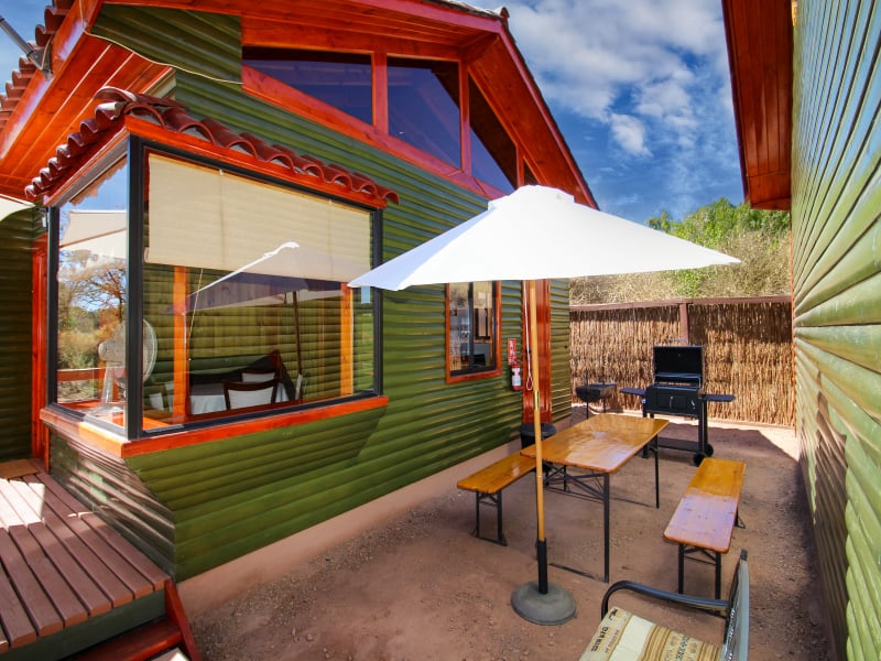 BBQ area with grill and table