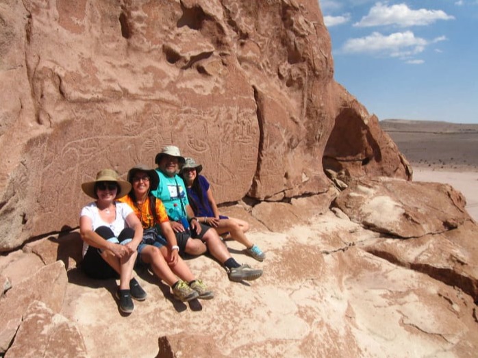Visitors by the Yerbas Buenas petroglyphs
