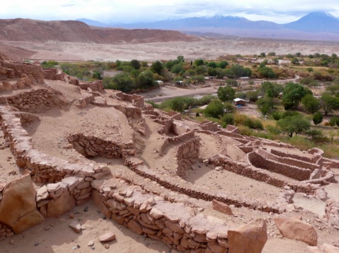 Stone walls of Pukará de Quitor above the San Pedro oasis